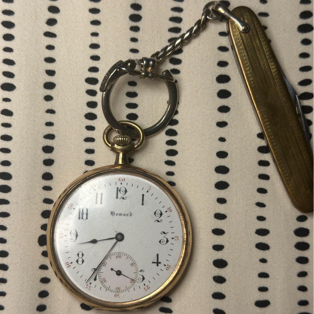 Gold and Silver Pocket Watch with Chain